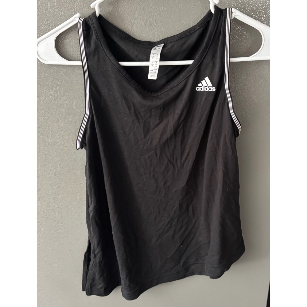 Adidas Womens Black Sleeveless Active Tank Top Logo Side Slit Small